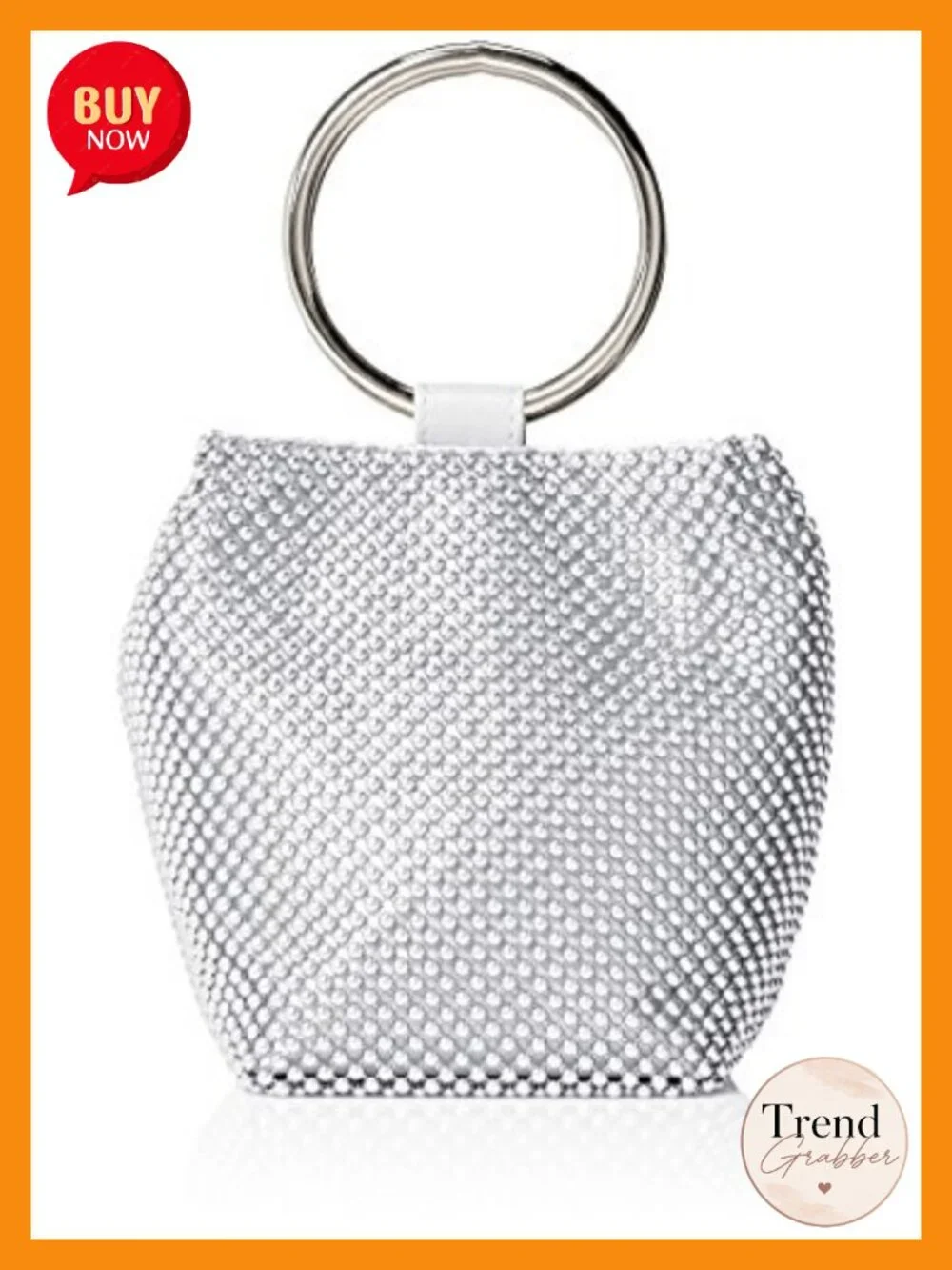 Mesh Ring Wristlet Clutch with Removable Chain Shoulder Strap